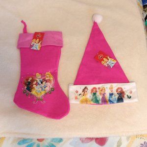 Disney Princess Christmas Stocking and Santa Hat